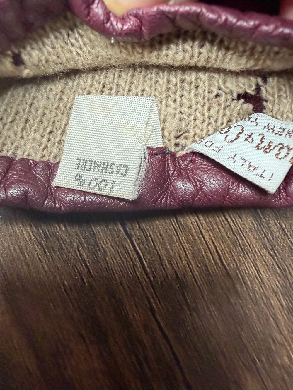 Vintage B ALTMAN CO Burgundy Leather cashmere Gloves 7